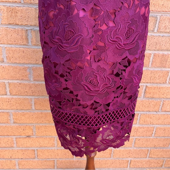 REVIEW Burgundy Lace Dress Size 6 Work Office Event Party Wedding - Picture 4 of 7